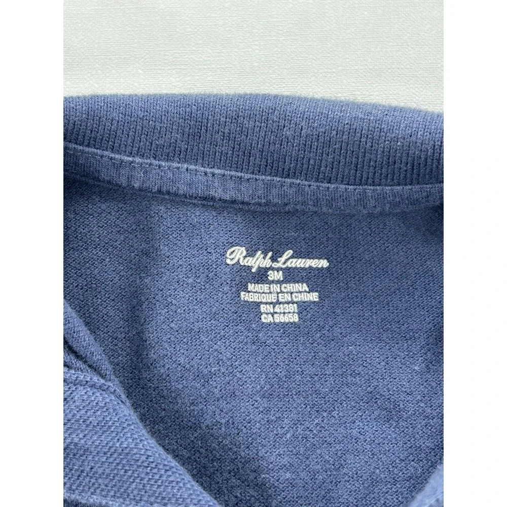 Ralph Lauren Baby Boys 3M Navy Polo Romper Shortall Sailboat Nautical Cotton